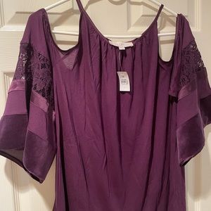 LOFT Women's Plum Cold-Shoulder Blouse
